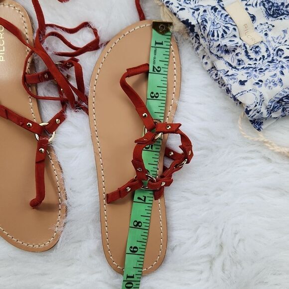 Pilcro Leather Red Metal Strap Gladiator Sandals Size 7 - Picture 4 of 5